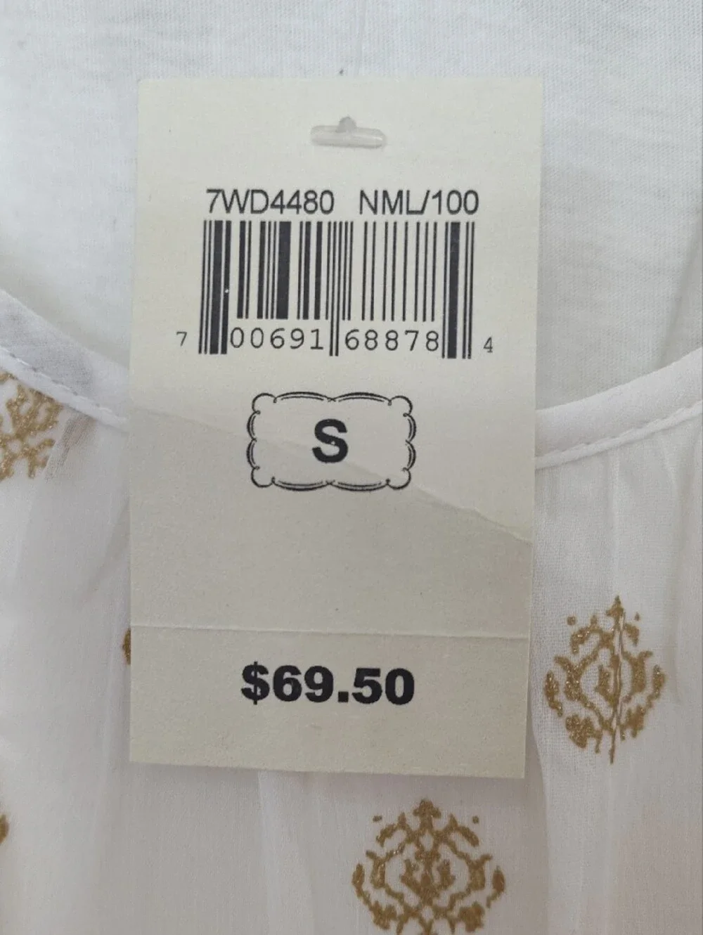 Lucky Brand Cream Maxi Dress with Gold Motif